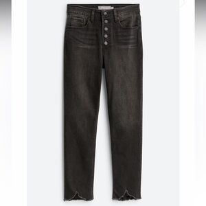 Black Slim Straight Button Front Jeans Petite 6P